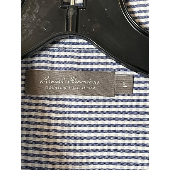 Daniel Cremieux Signature Collection Mens Blue Striped Short Sleeve Shirt L - Picture 3 of 4